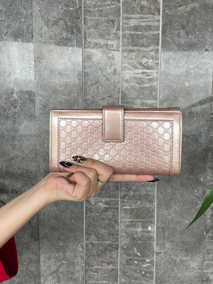 Gucci Pink Guccissima Embossed Patent Leather