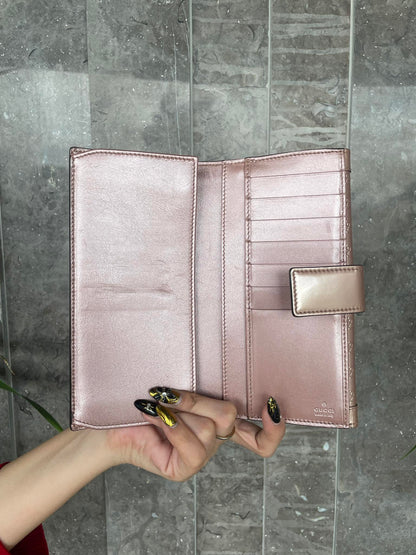 Gucci Pink Guccissima Embossed Patent Leather