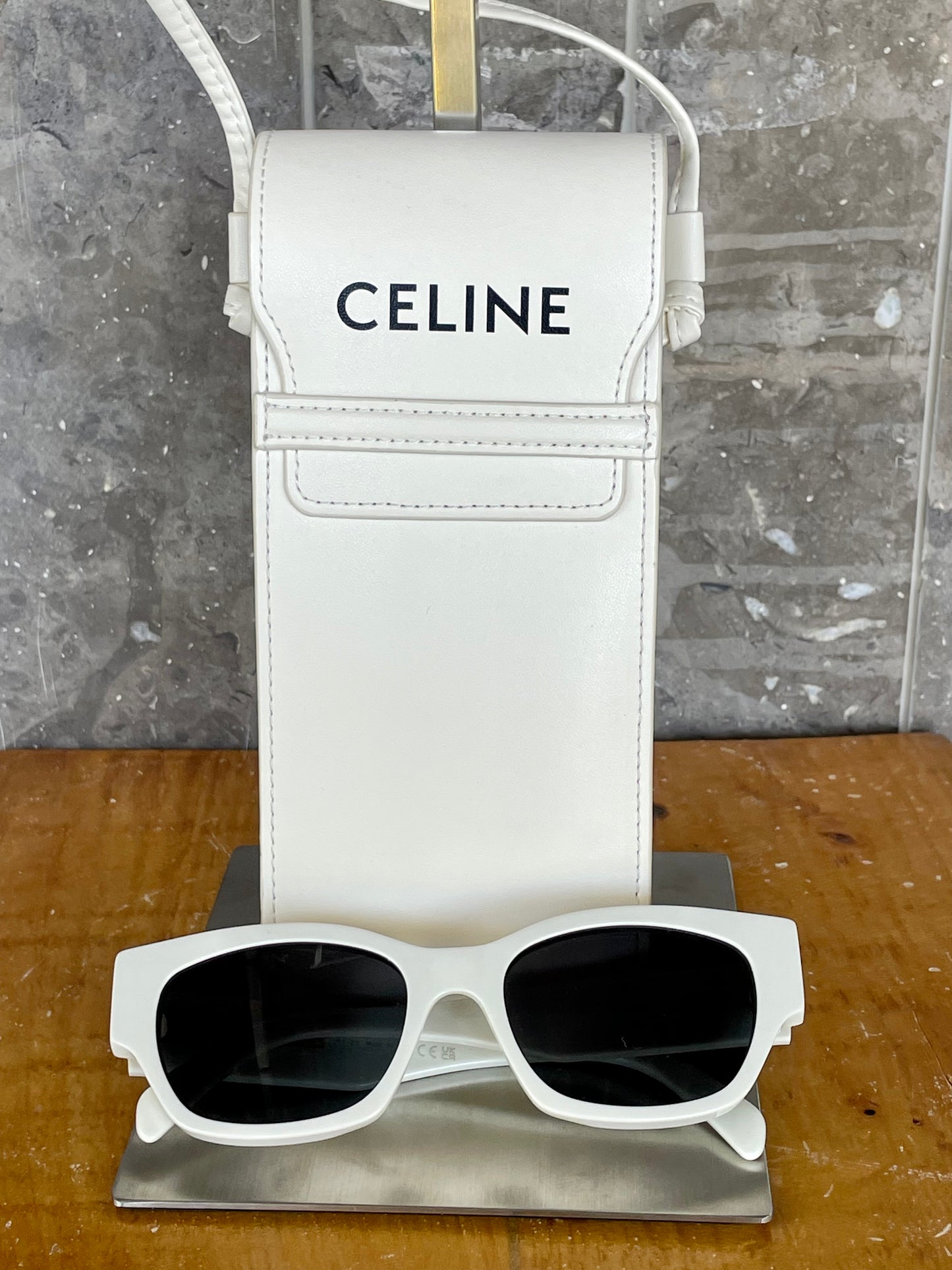 Celine CL40197U Sunglasses in shiny  ivory  with smoke lenses