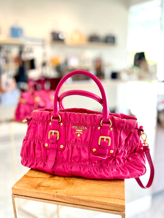 Prada Pink Tessuto Gaufre Satchel