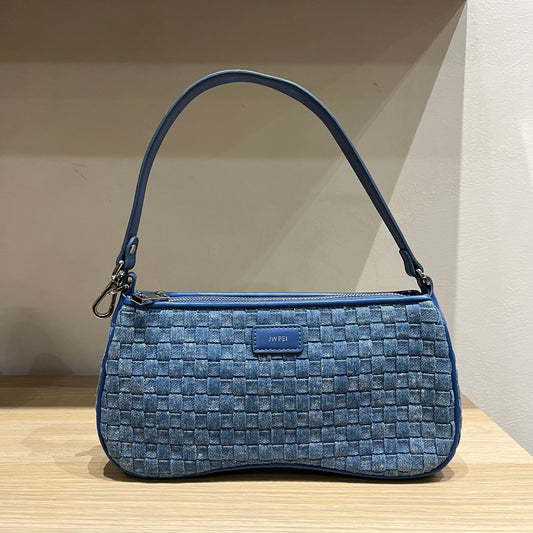 Eva Shoulder Handbag - Blue Denim Weave
