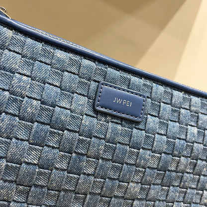 Eva Shoulder Handbag - Blue Denim Weave