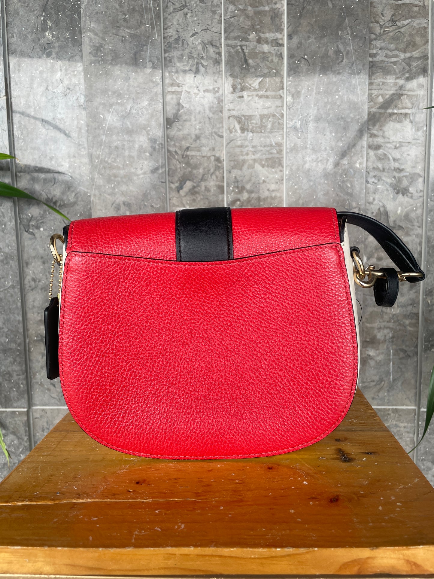 Coach Georgie Saddle Bag in Colorblock Bright Poppy Multi