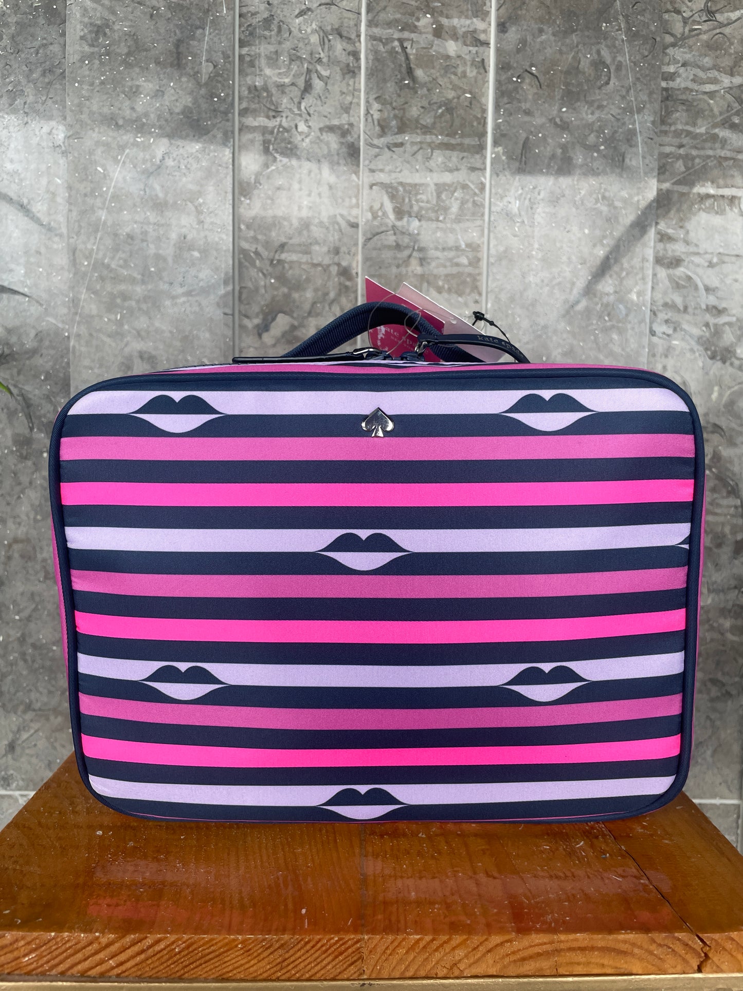 Kate Spade Jae Nylon Lip Print Travel Cosmetic Case Bag