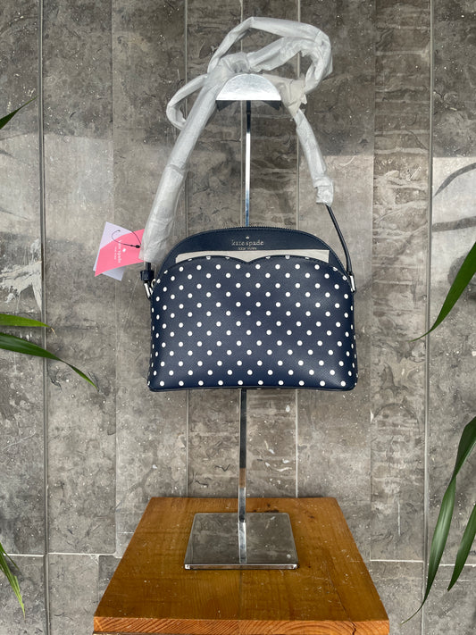 Kate Spade Payton Dome Navy Blue Polka Dot Crossbody
