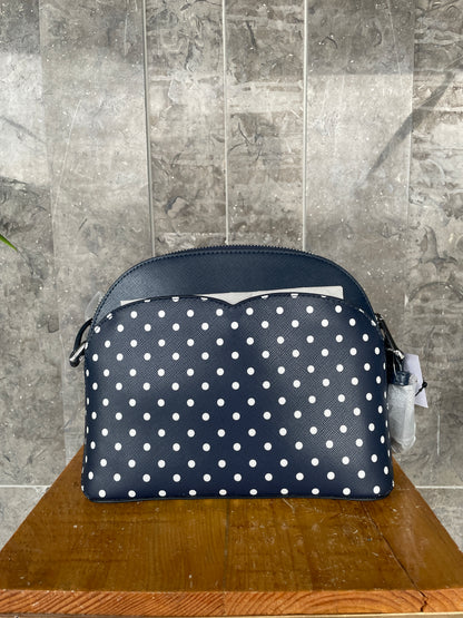 Kate Spade Payton Dome Navy Blue Polka Dot Crossbody
