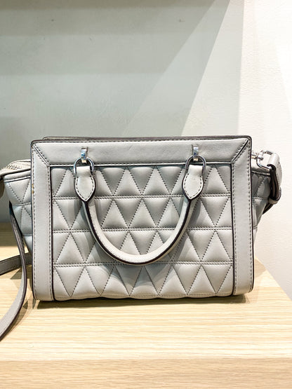 Michael Kors Vivianne Pearl Gray Quilted Patent Leather Crossbody