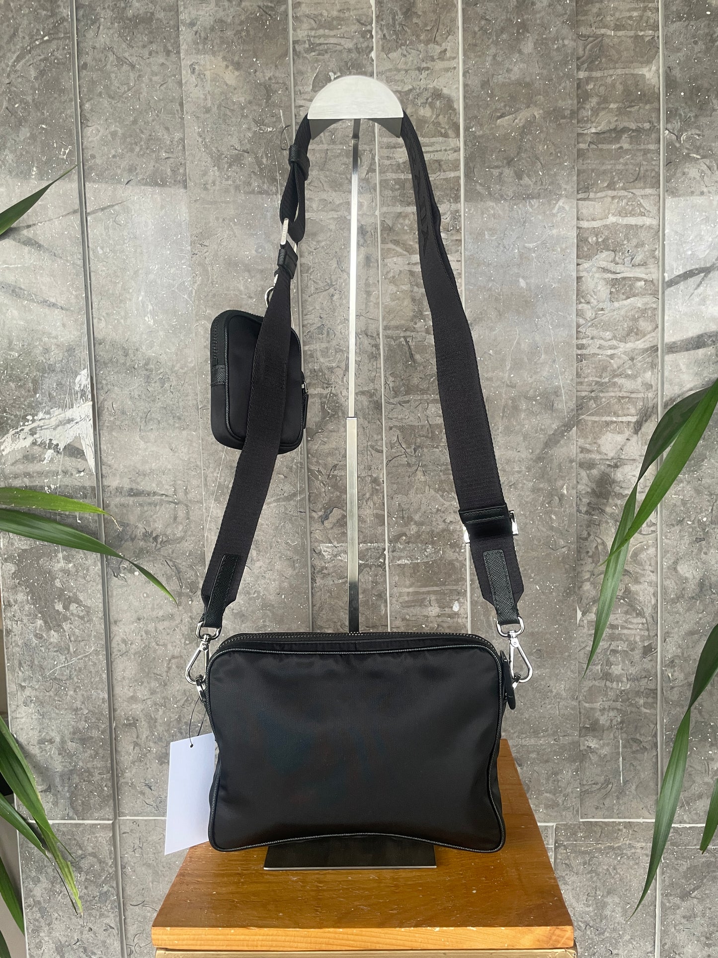 Prada Black Re-Nylon and Saffiano Leather Shoulder Bag
