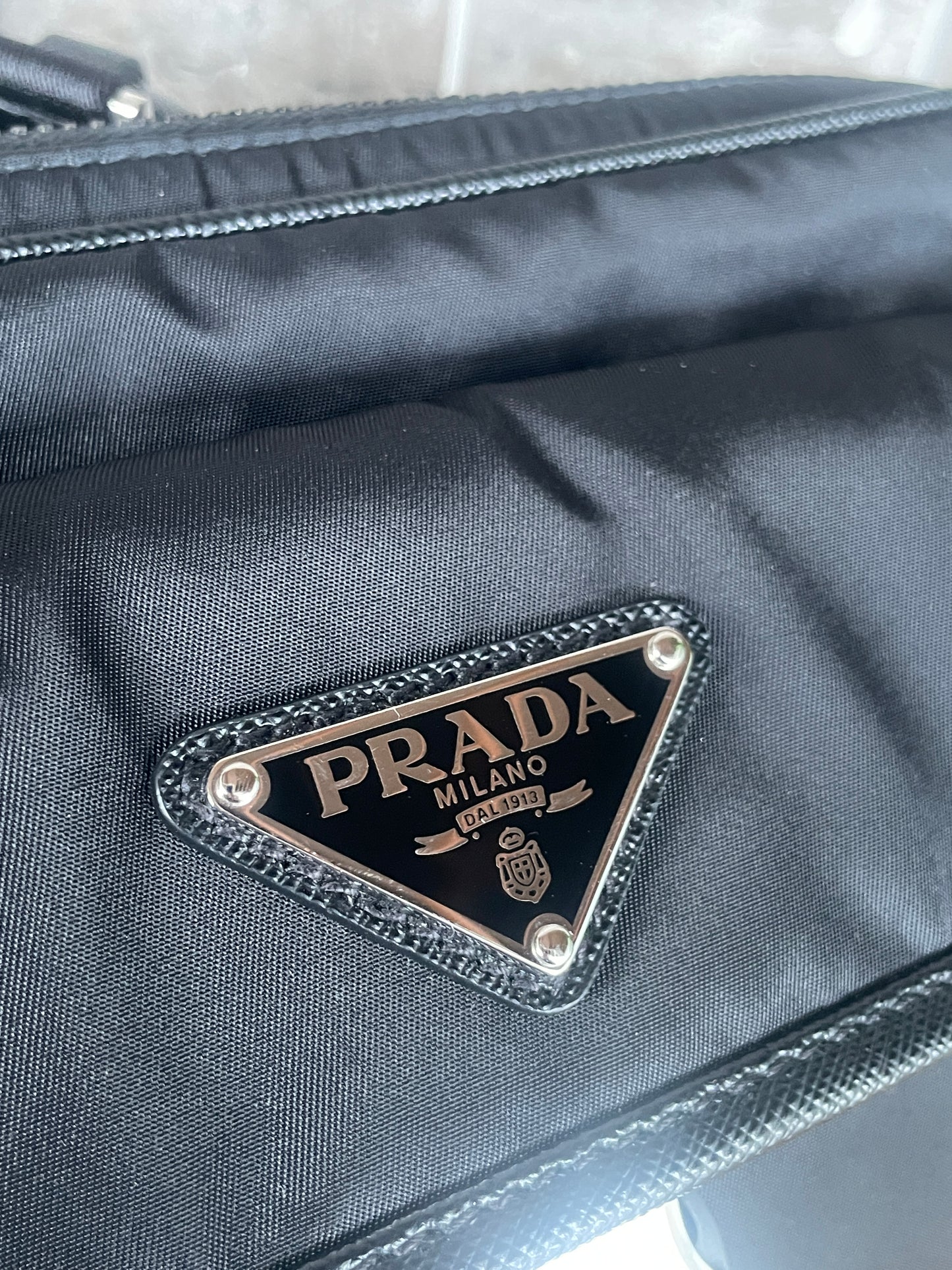 Prada Black Re-Nylon and Saffiano Leather Shoulder Bag