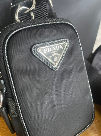 Prada Black Re-Nylon and Saffiano Leather Shoulder Bag