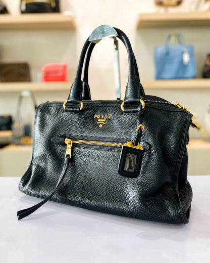 Prada Vitello Daino Zip Tote Shoulder Bag