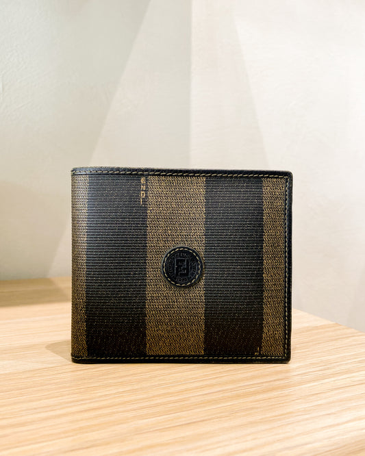 Fendi Pequin Bi-Fold Leather Wallet