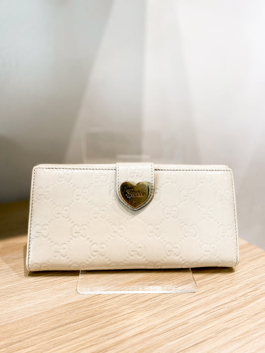 Gucci White Guccissima Long Wallet