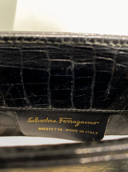 Salvatore Ferragamo Croc Embossed Shoulder Bag