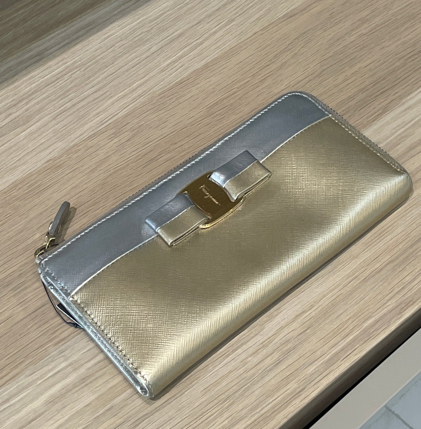 Ferrgamo Wallet Saffiano Leather zip-around long&nbsp; wallet