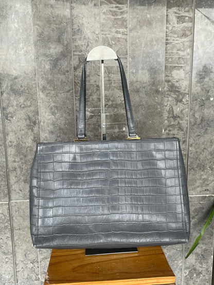 Furla Belvedere Croc-Embossed Gray Leather