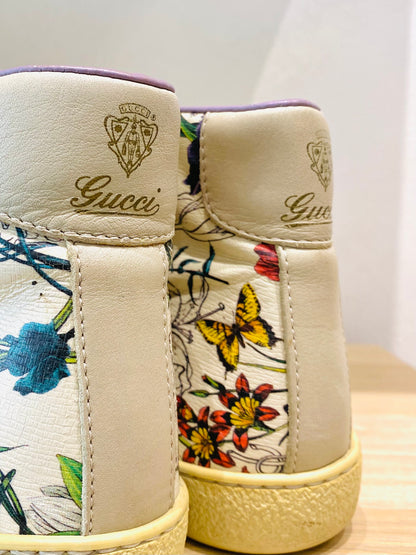 Gucci Floral PVC Leather High-cut Sneakers
