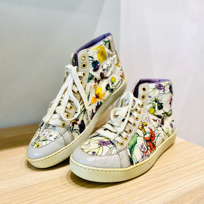 Gucci Floral PVC Leather High-cut Sneakers