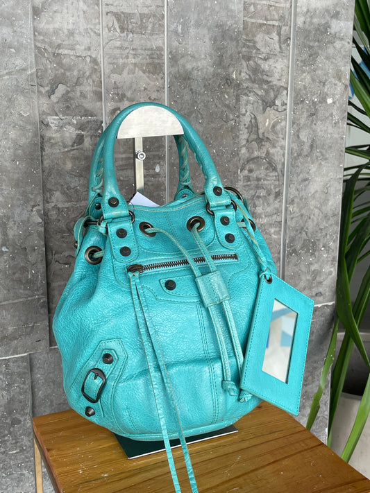 Balenciaga Pompon blue green