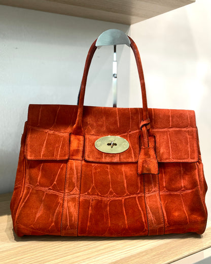 Mulberry Bayswater Orange Suede Handbag