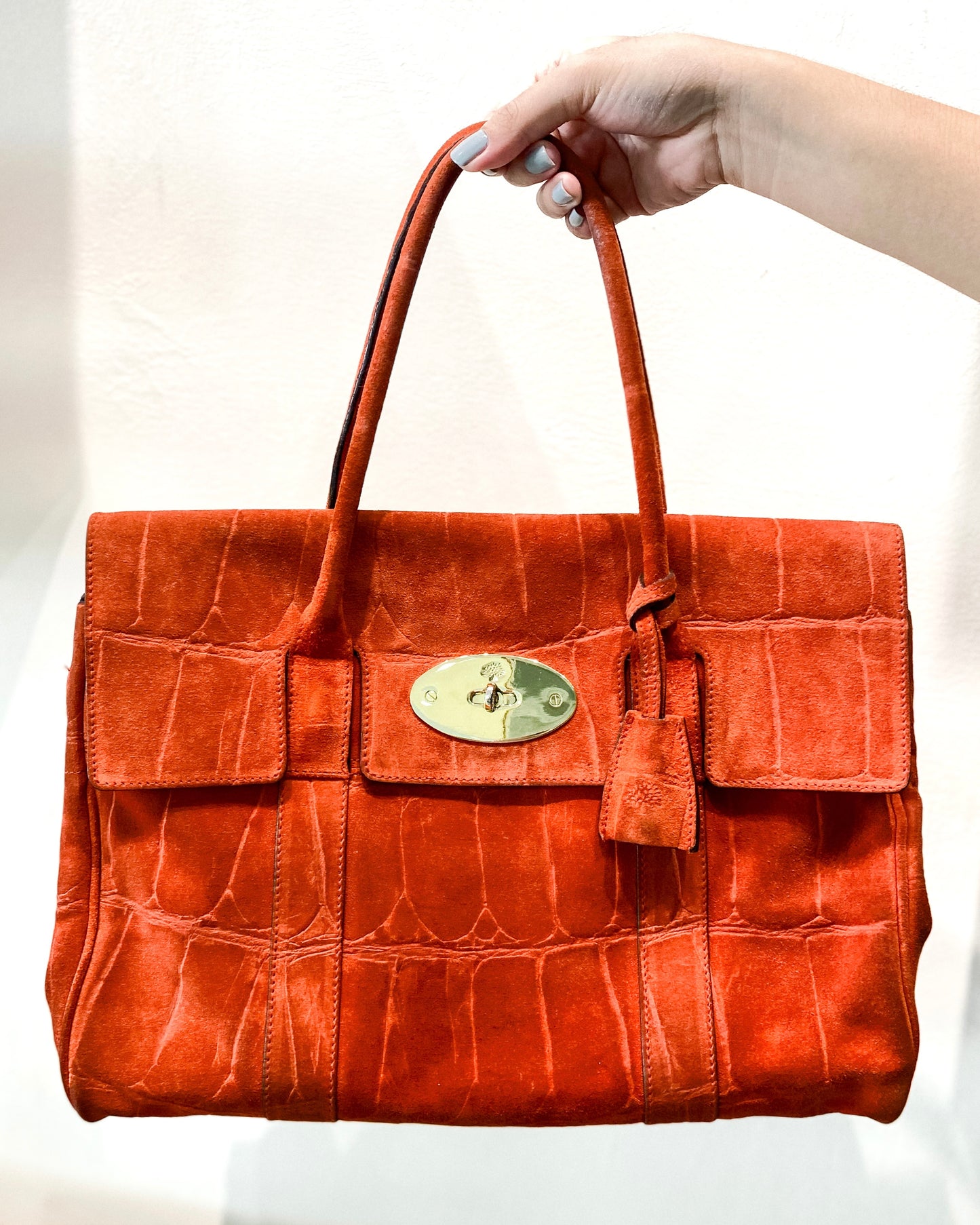 Mulberry Bayswater Orange Suede Handbag