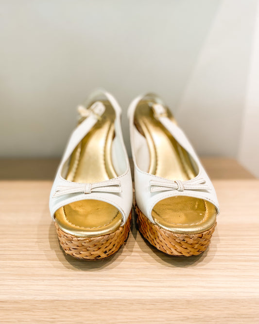 Kate Spade Della White Wicker Wedge US 8 1/2