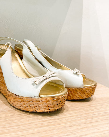 Kate Spade Della White Wicker Wedge US 8 1/2