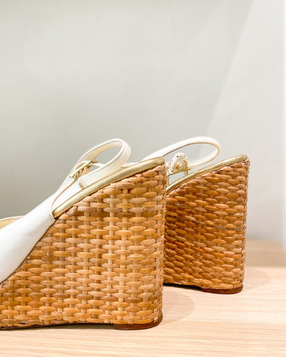 Kate Spade Della White Wicker Wedge US 8 1/2