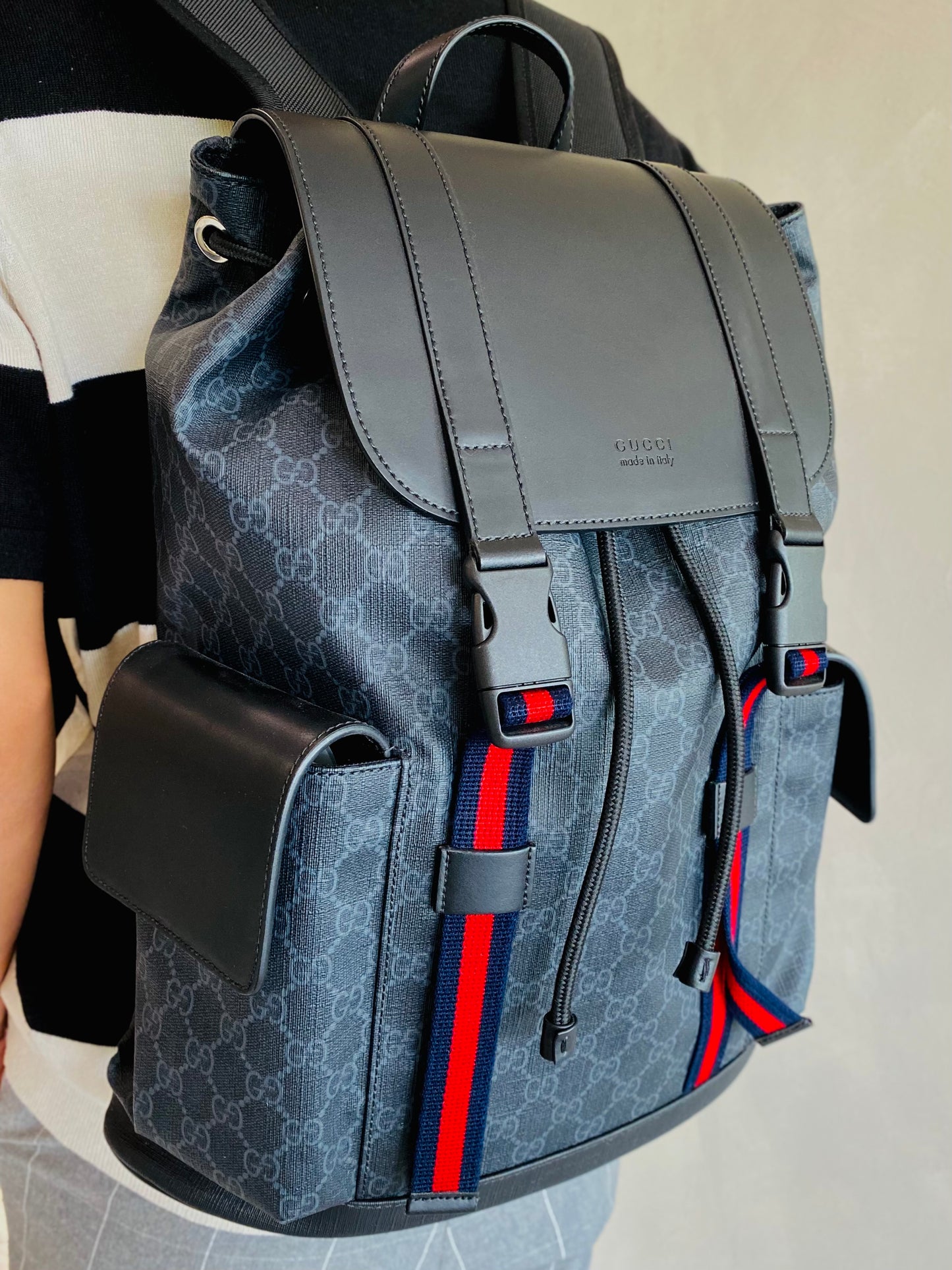 Gucci Black Supreme GG Monogram Backpack