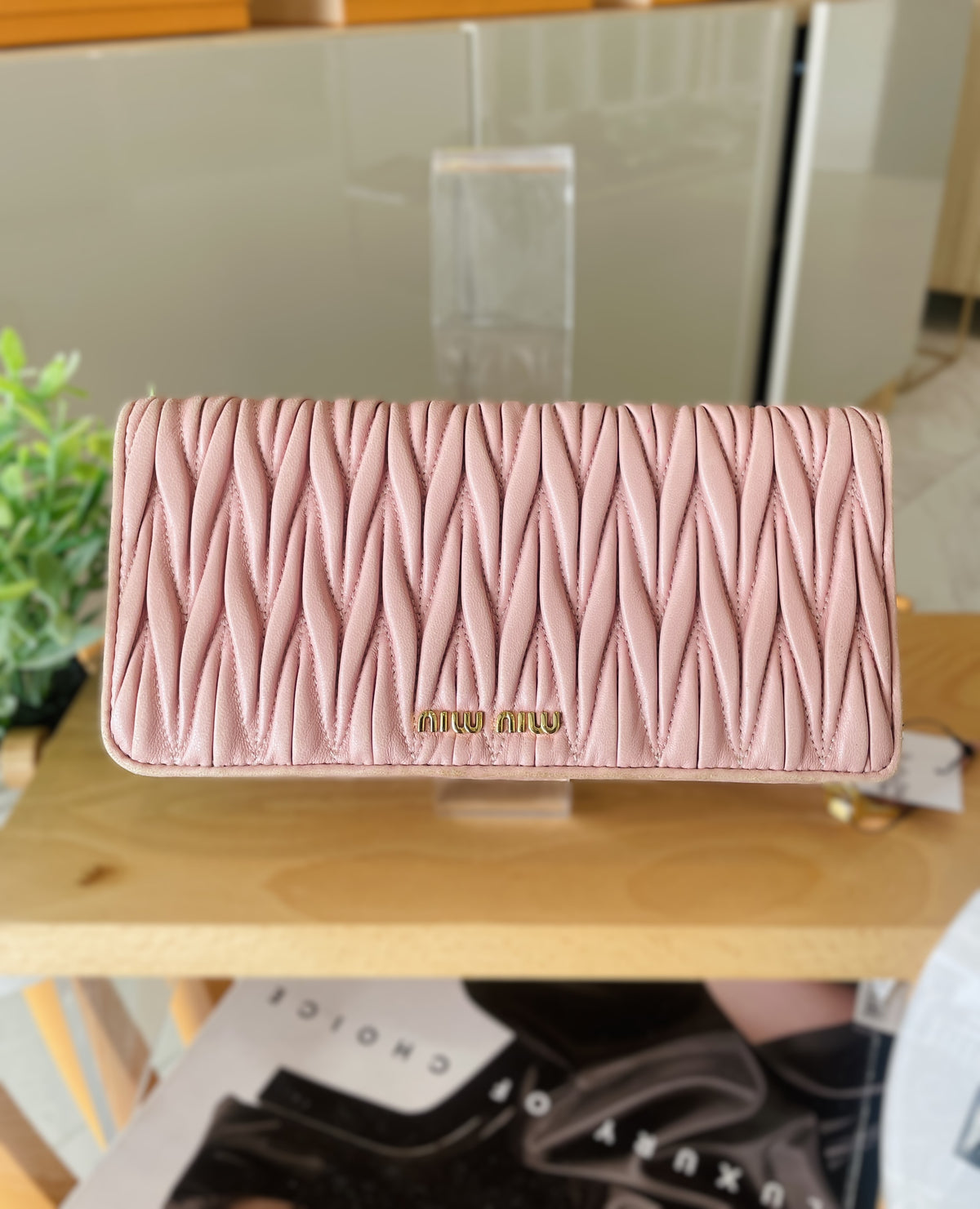 Miu Miu Matelassé Nappa Leather Flap Long Wallet