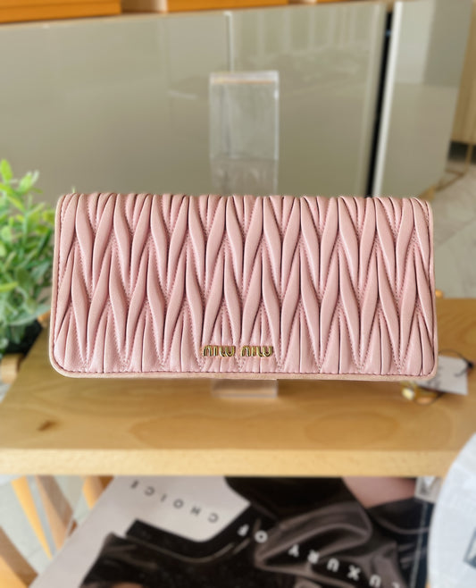 Miu Miu Matelassé Nappa Leather Flap Long Wallet