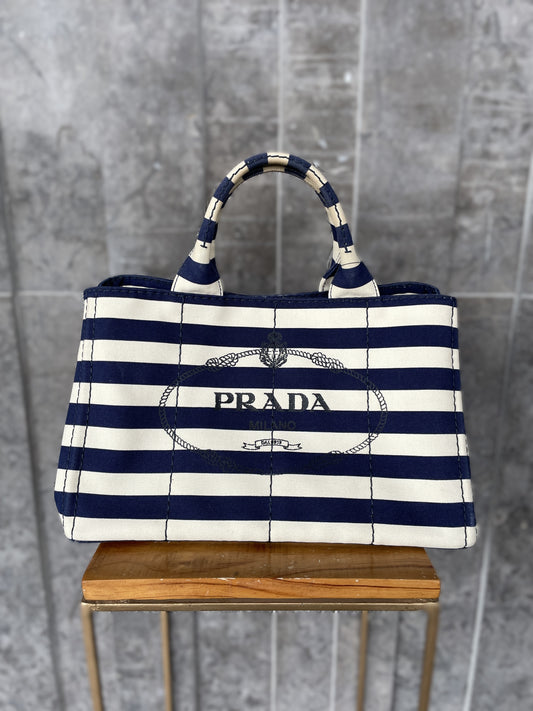 Prada Canapa Stripe Tote Bag