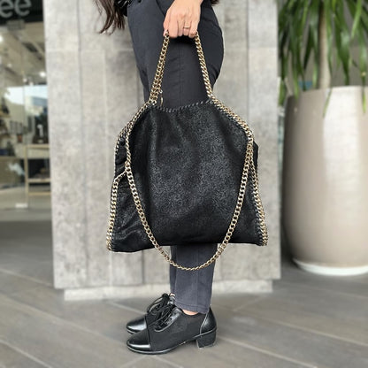 Stella McCartney Black Falabella Fold-Over Tote Bag