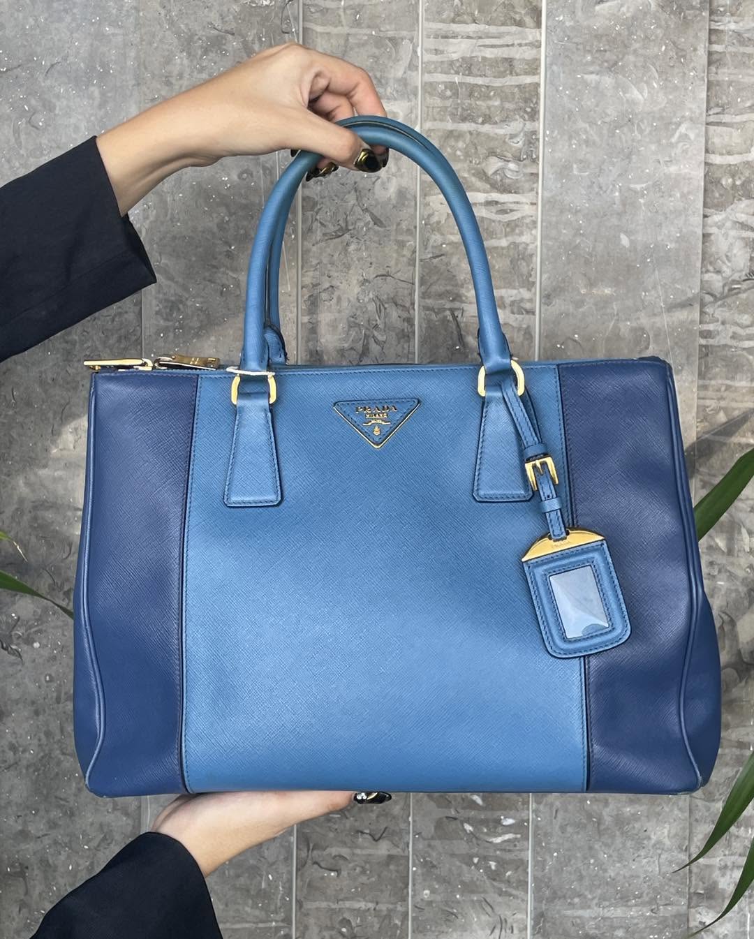 Prada Saffiano Blue Handbang