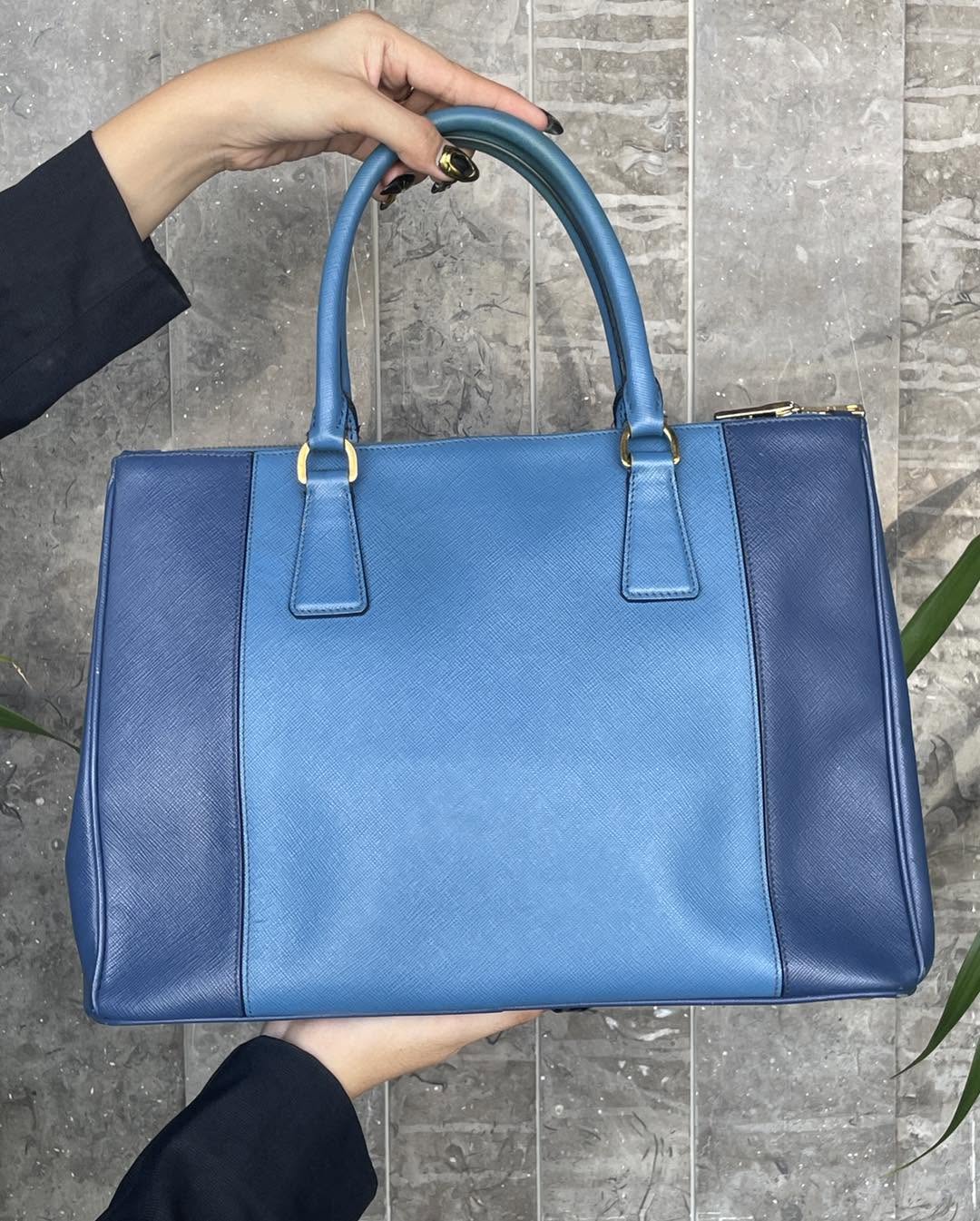 Prada Saffiano Blue Handbang