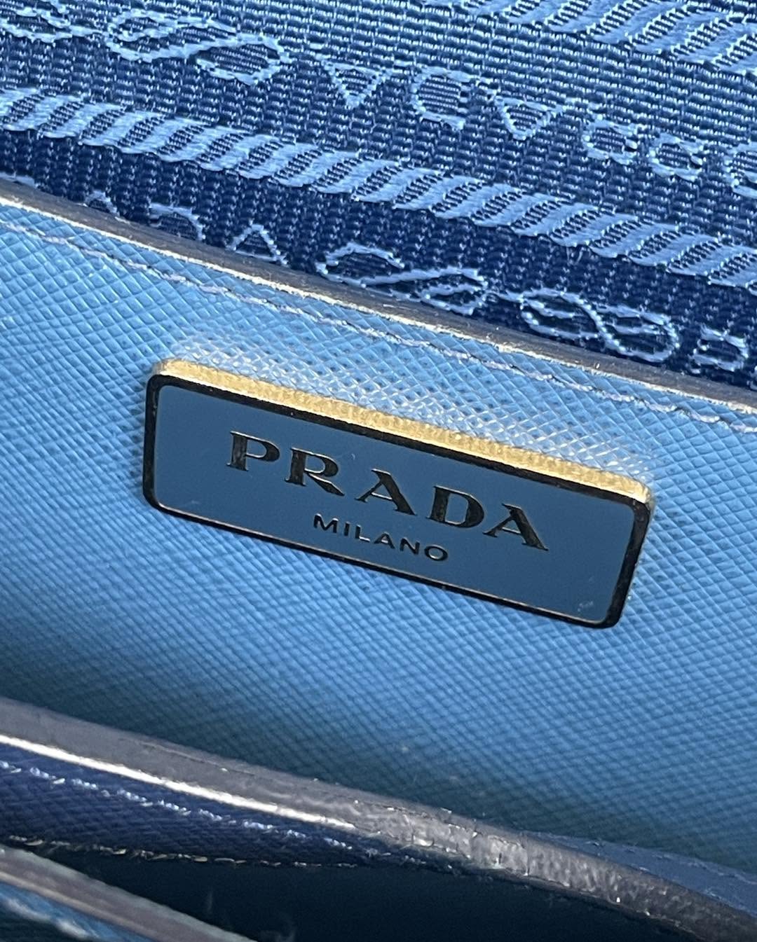 Prada Saffiano Blue Handbang