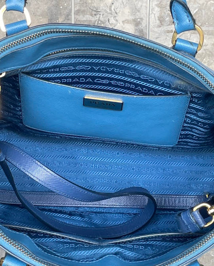 Prada Saffiano Blue Handbang