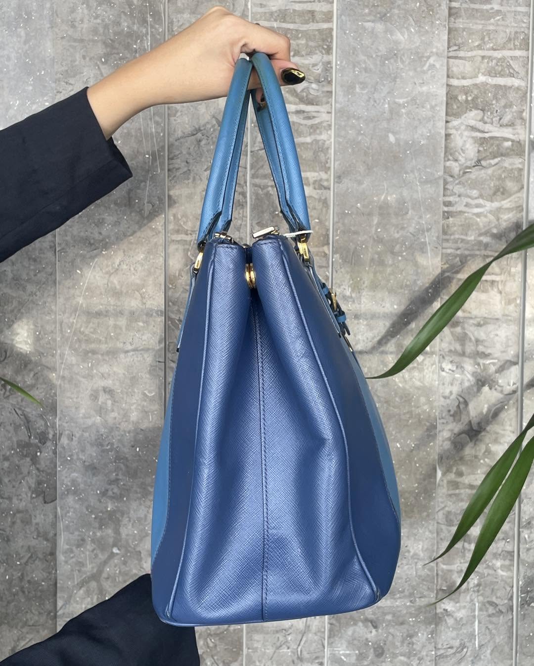 Prada Saffiano Blue Handbang