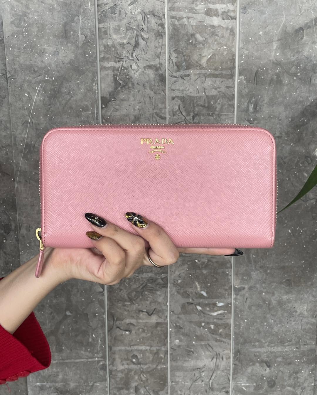Prada Saffiano Pink Leather Long Wallet