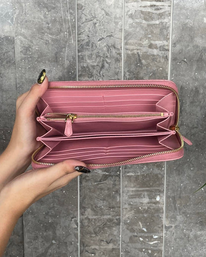 Prada Saffiano Pink Leather Long Wallet