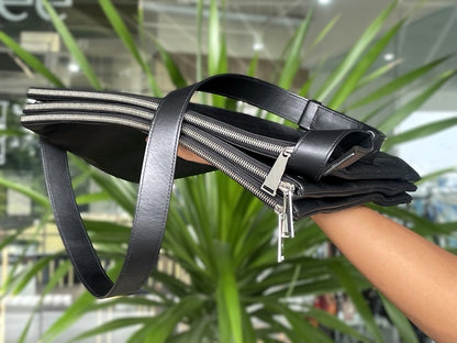 Bottega Veneta Unisex Triple Pouch Black Leather Cross Body Bag