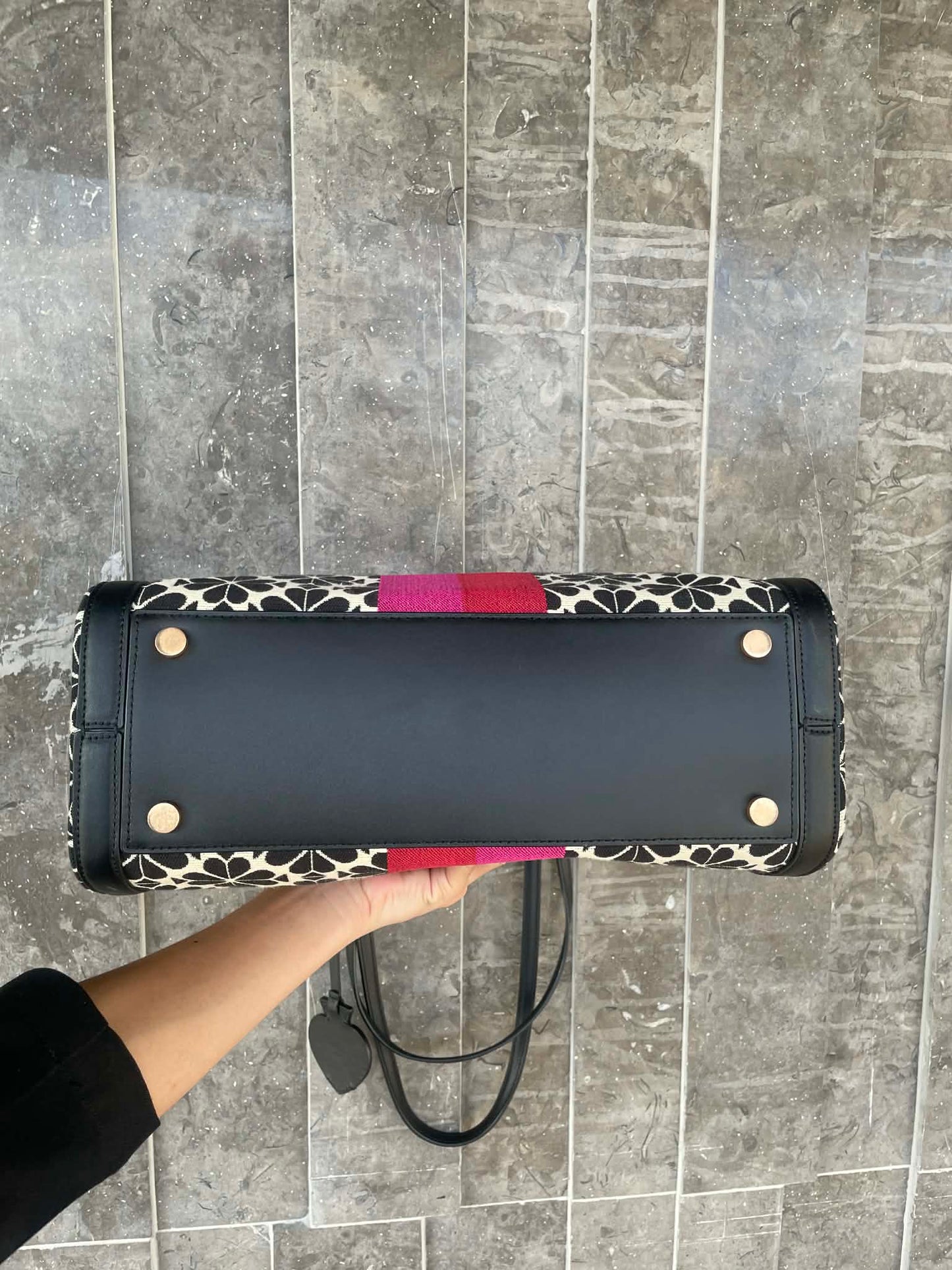 Kate Spade Flower Jacquard Stripe Black Bag