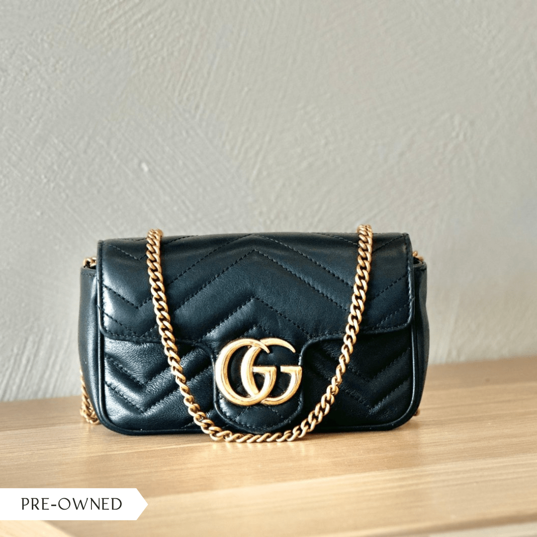 Gucci Marmont Super Mini in Black Chevron Leather - Elysee PH