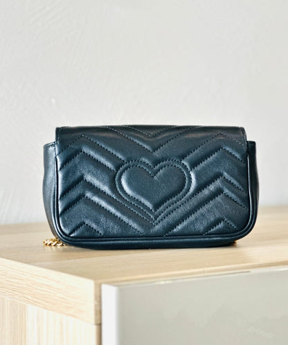 Gucci Marmont Super Mini in Black Chevron Leather - Élysée