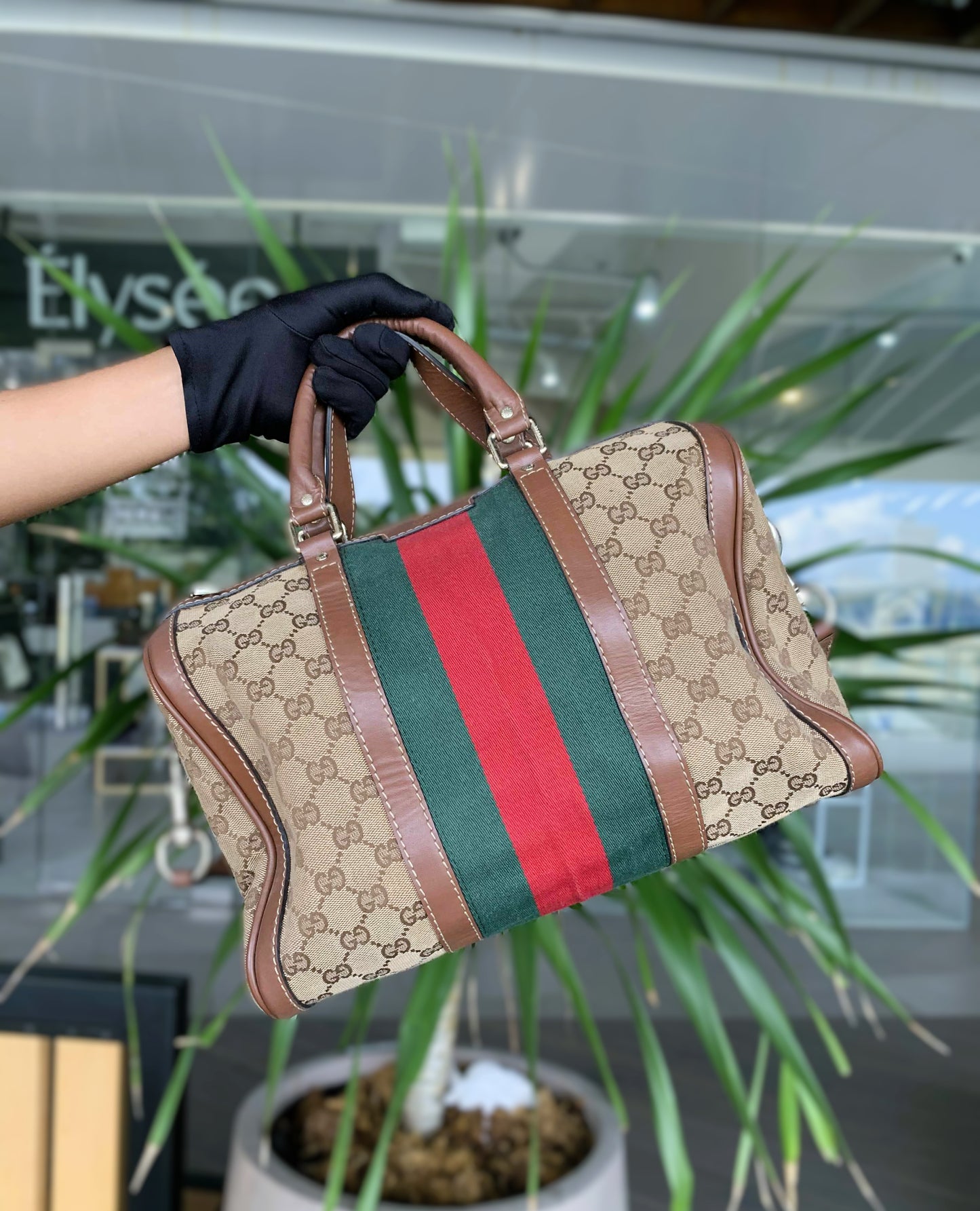 Gucci Vintage Web GG Boston Bag