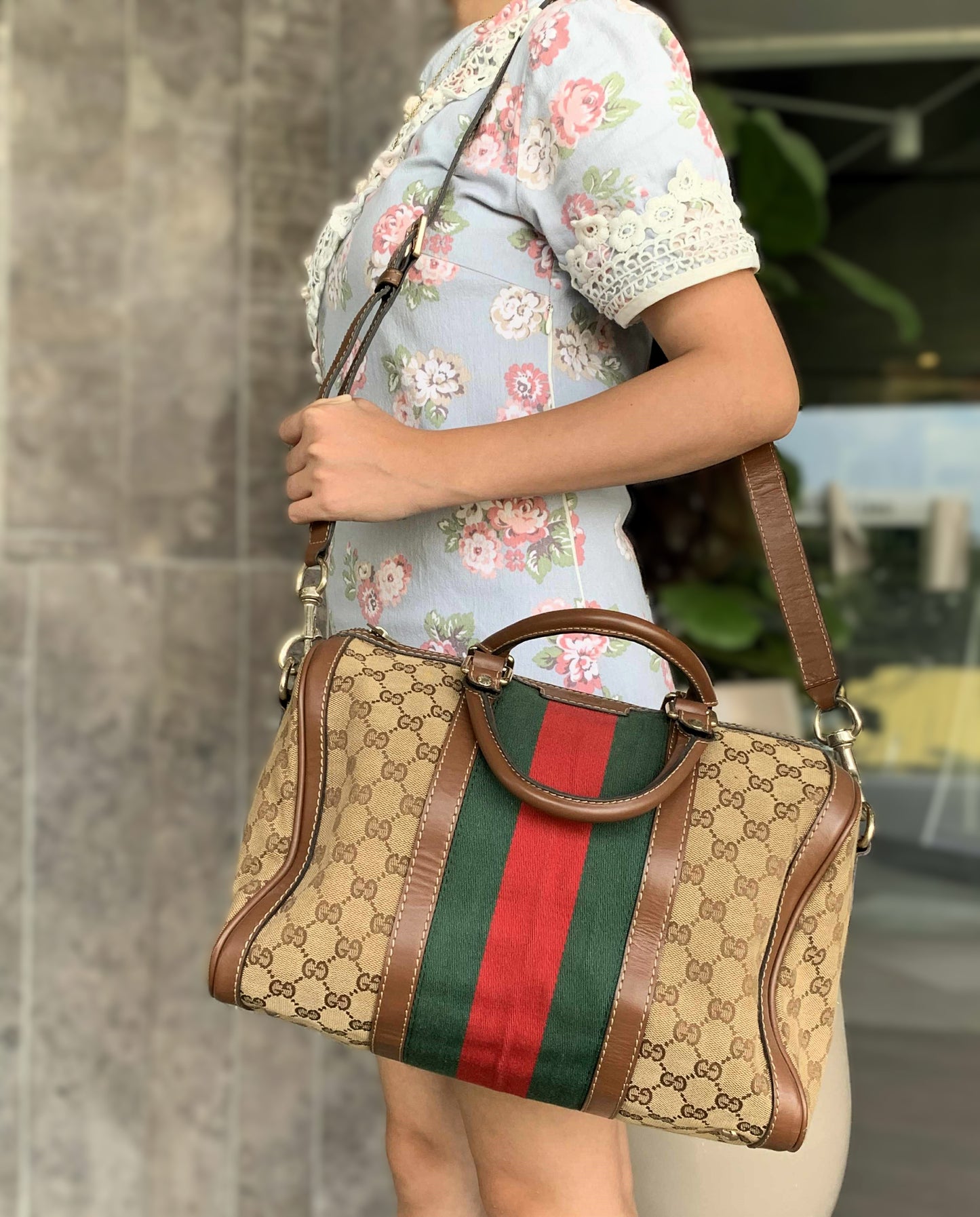 Gucci Vintage Web GG Boston Bag