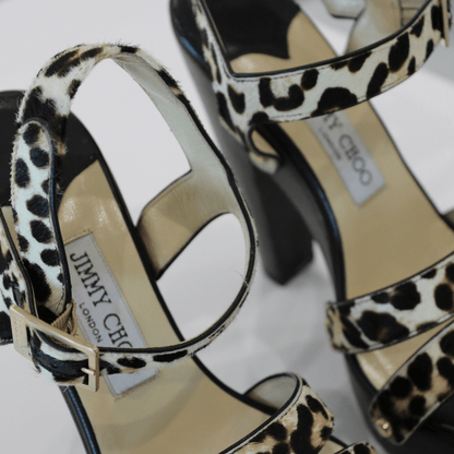 Jimmy Choo Leopard Sandals with Wooden Heels - Élysée
