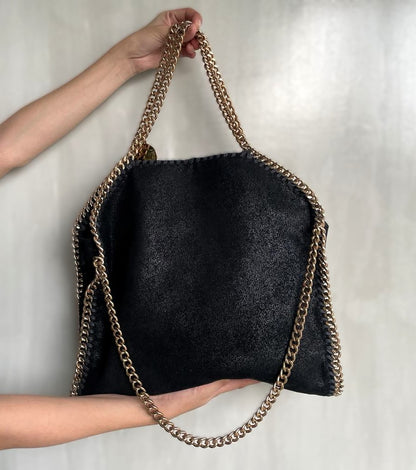 Stella McCartney Black Falabella Fold-Over Tote Bag