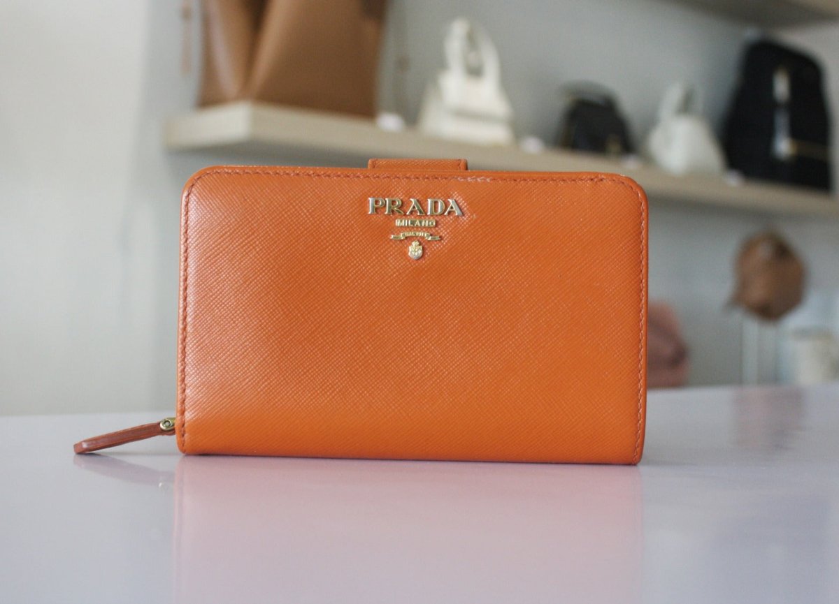 Prada Saffiano Leather Zippy Wallet, Orange - Élysée