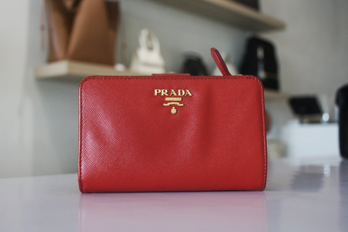 Prada Saffiano Leather Zippy Wallet, Red - Élysée